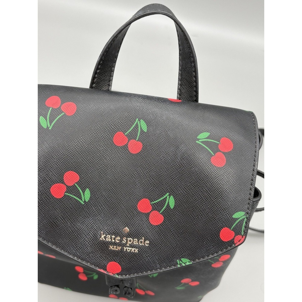 Kate Spade New York Black Red Cherries Womens Purse Bag with Straps Faux Leather - Picture 11 of 11